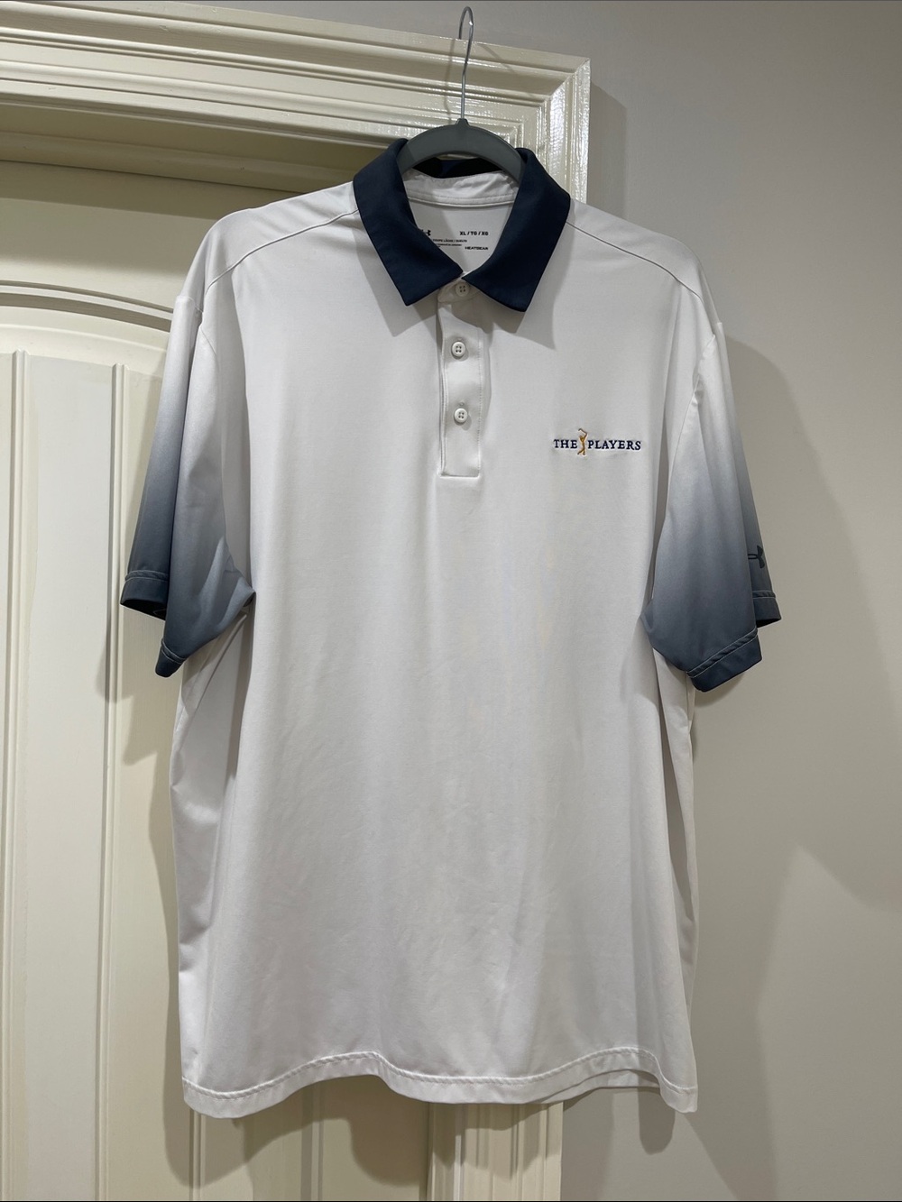 Under Armour The Players White Polo with Navy Gradient